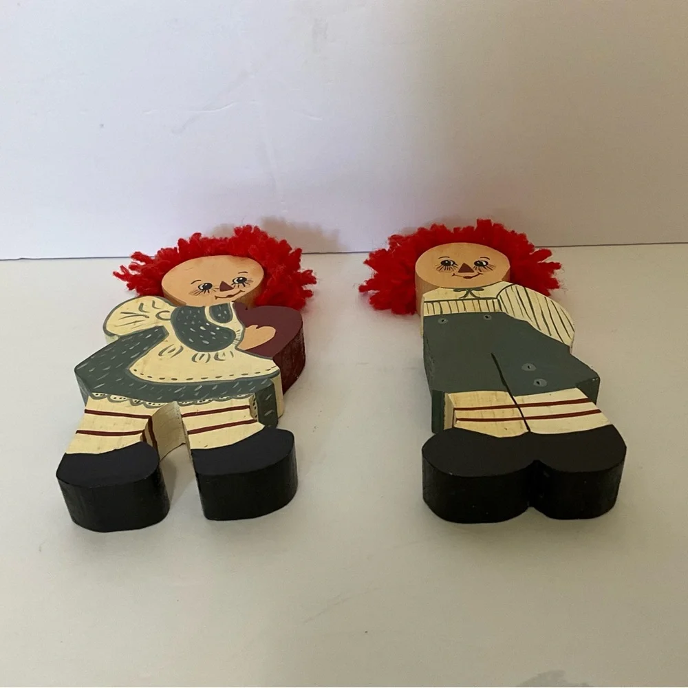 Vintage Raggedy Ann And Andy Wooden Hand Painted Shelf Sitters (Only)